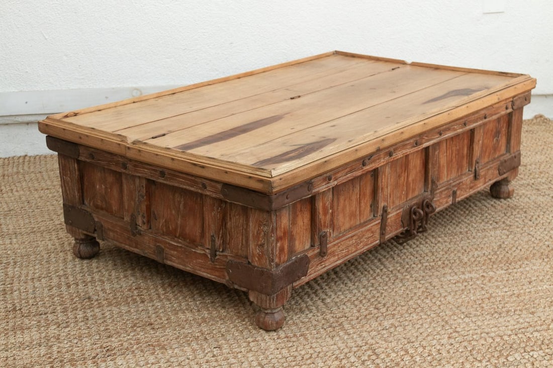 Large Antique Teak Stickbox Chest Coffee Table - 10