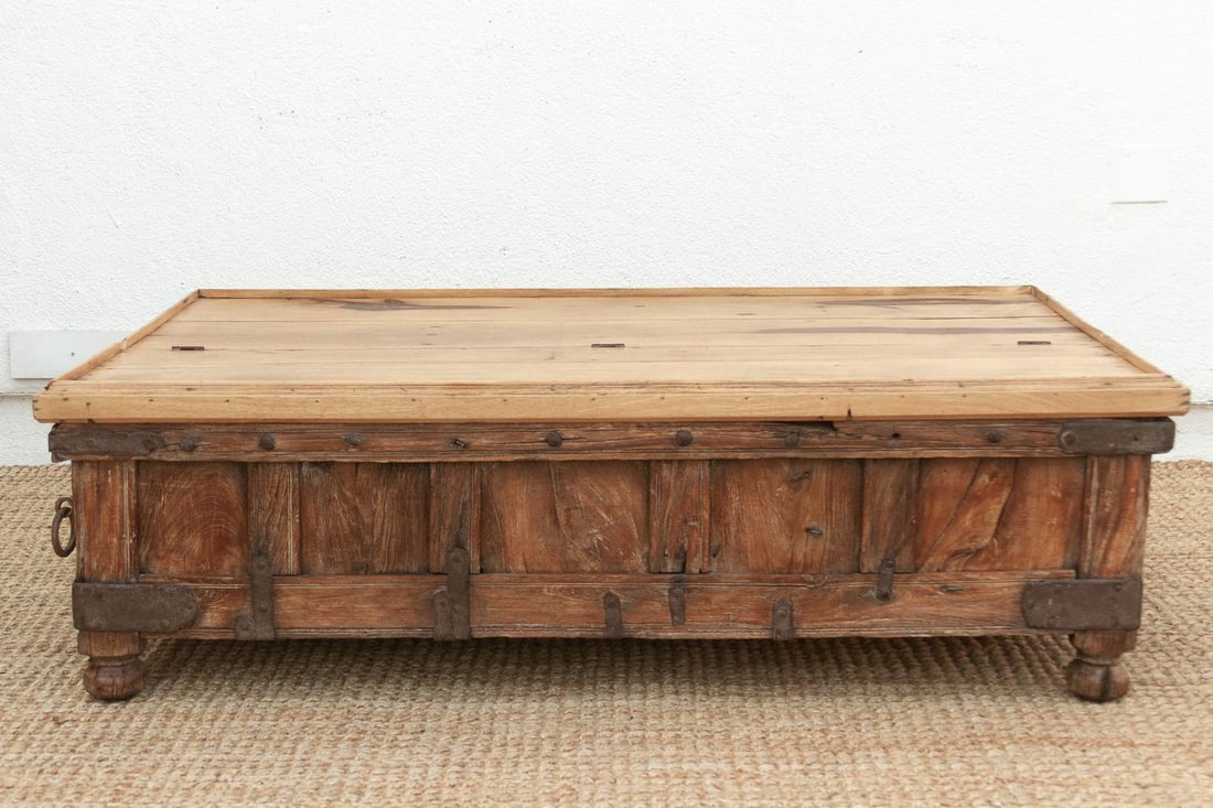 Large Antique Teak Stickbox Chest Coffee Table - 15