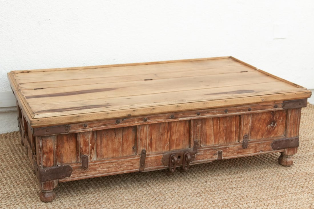 Large Antique Teak Stickbox Chest Coffee Table - 4