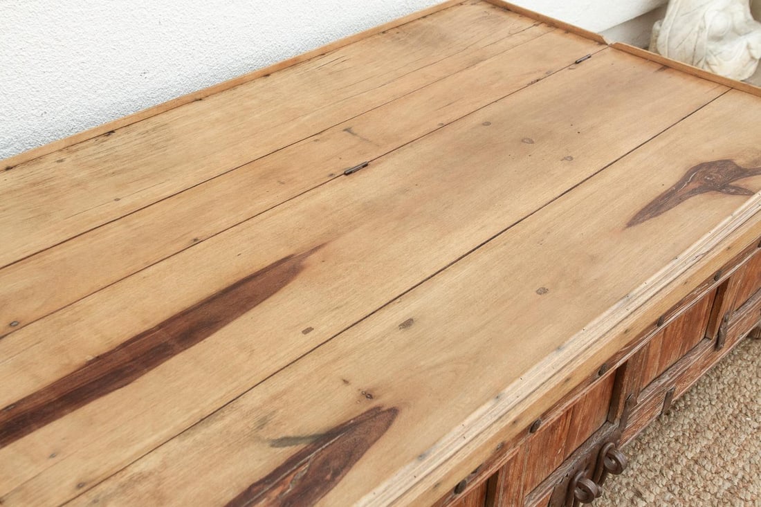 Large Antique Teak Stickbox Chest Coffee Table - 5