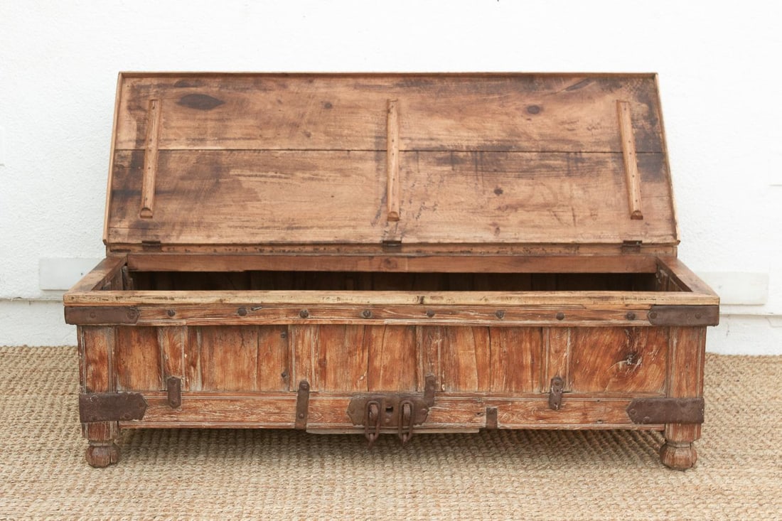 Large Antique Teak Stickbox Chest Coffee Table - 8