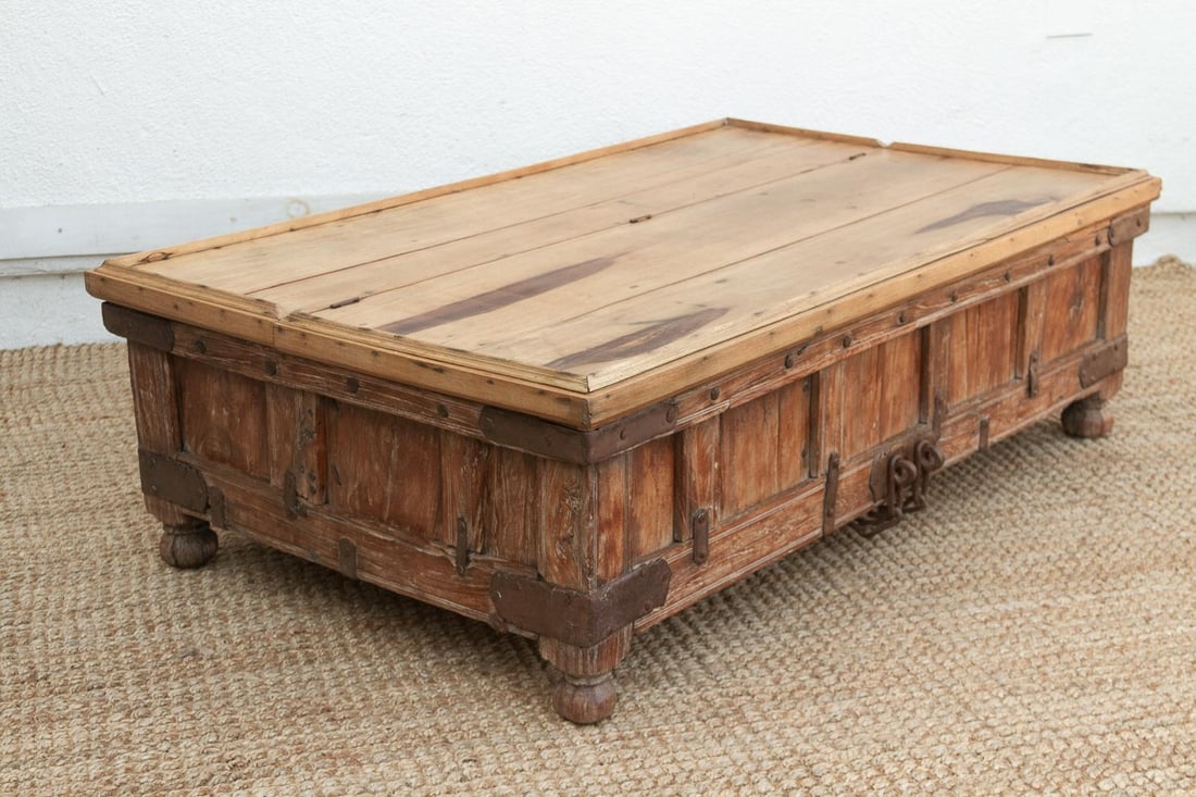Large Antique Teak Stickbox Chest Coffee Table - 9