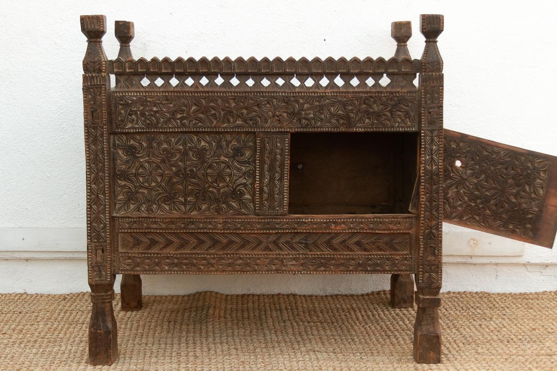 Antique Finely Carved Swat Valley Chest Cabinet - 11