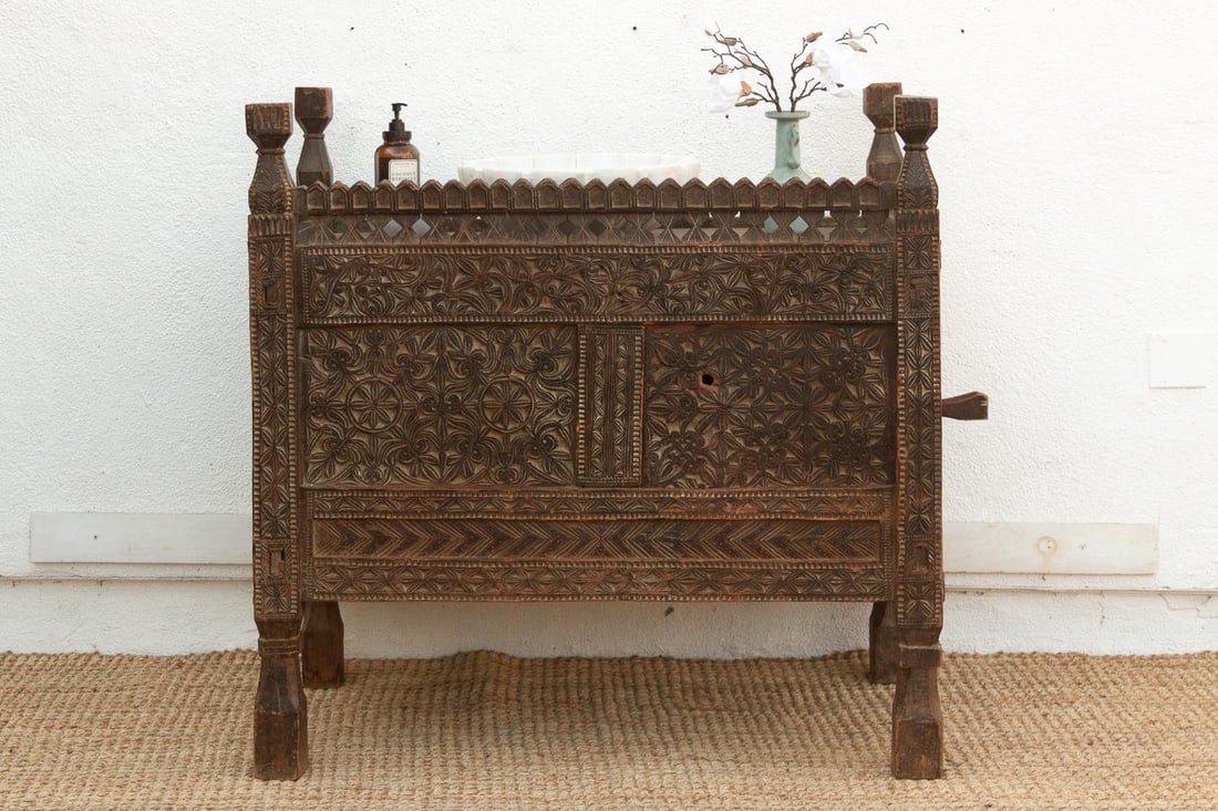 Antique Finely Carved Swat Valley Chest Cabinet - 15