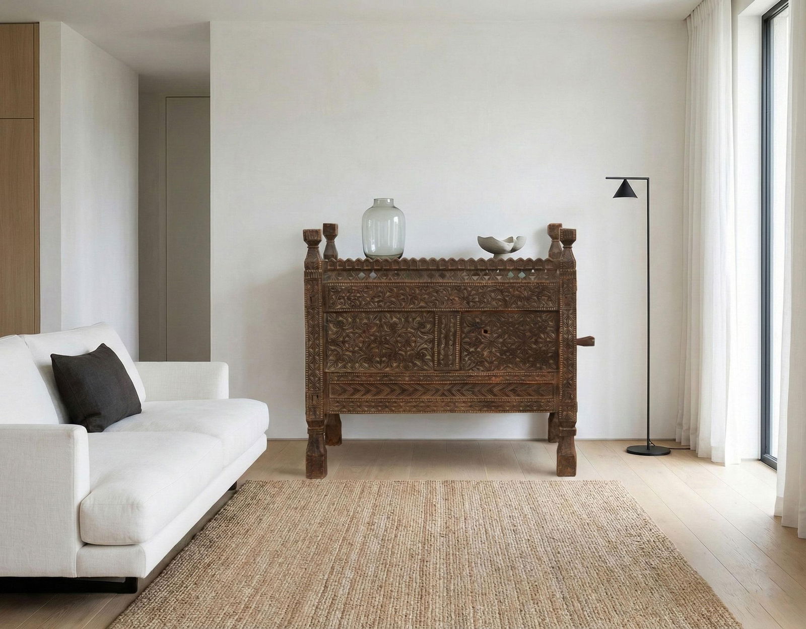 Antique Finely Carved Swat Valley Chest Cabinet - 2