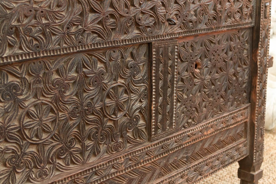 Antique Finely Carved Swat Valley Chest Cabinet - 8