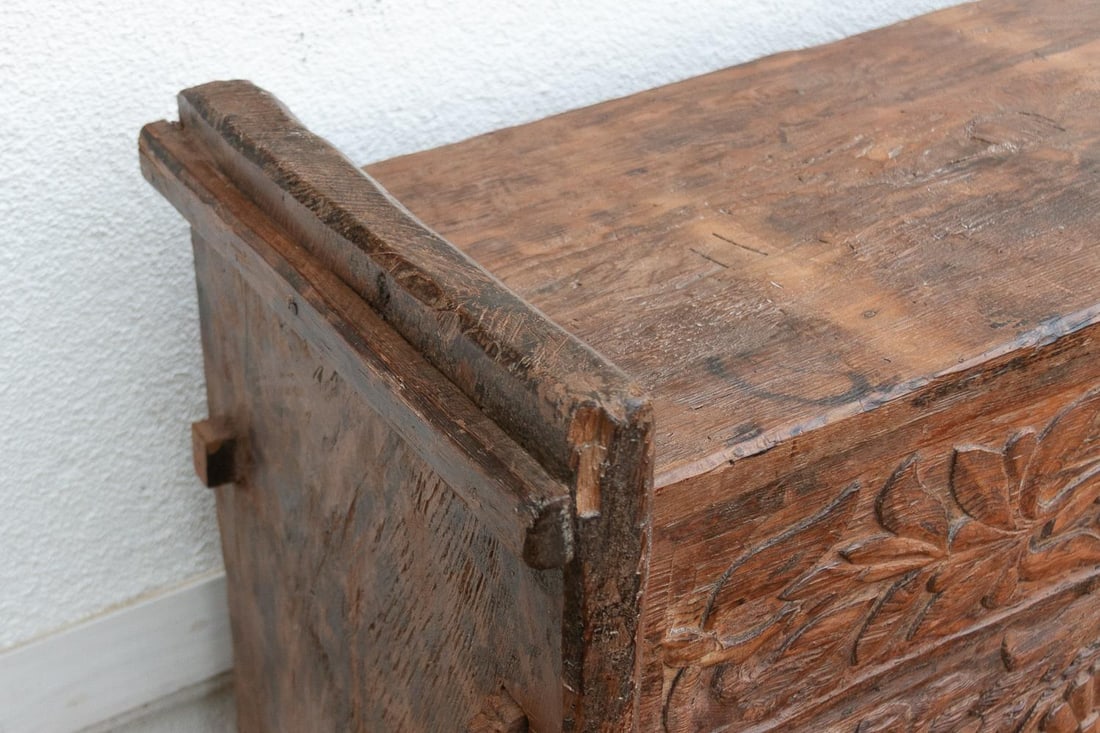 Antique Swat Valley Carved Chest Console - 15