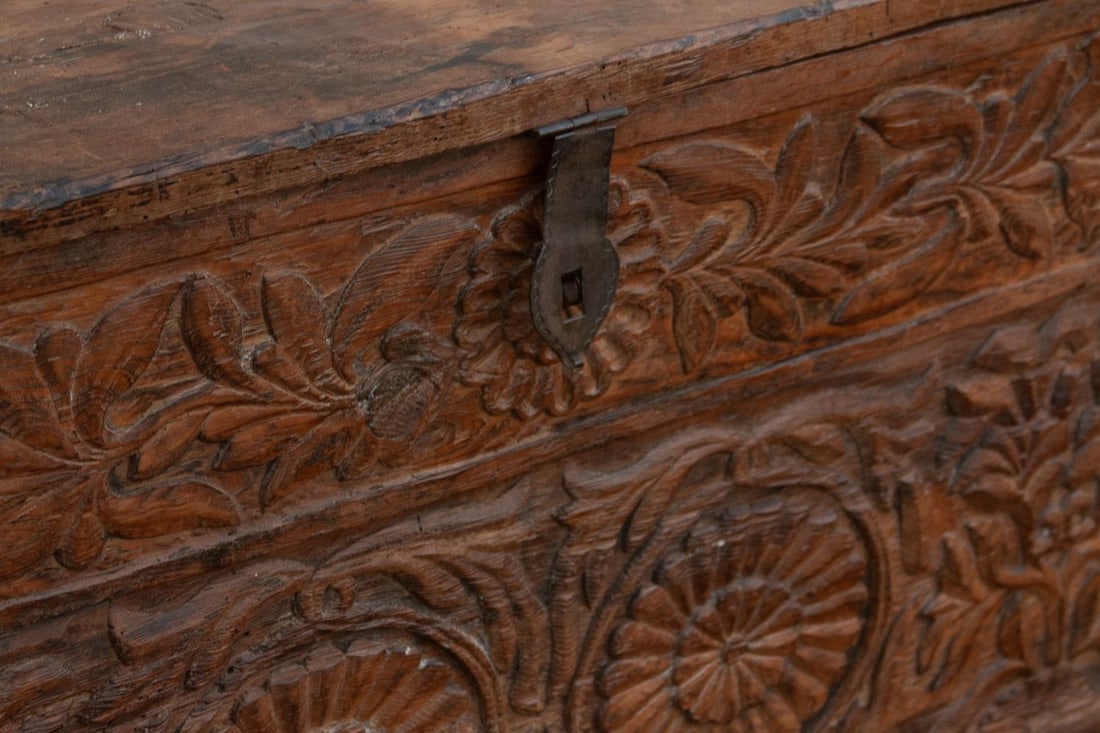 Antique Swat Valley Carved Chest Console - 4