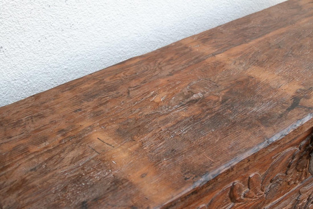 Antique Swat Valley Carved Chest Console - 7