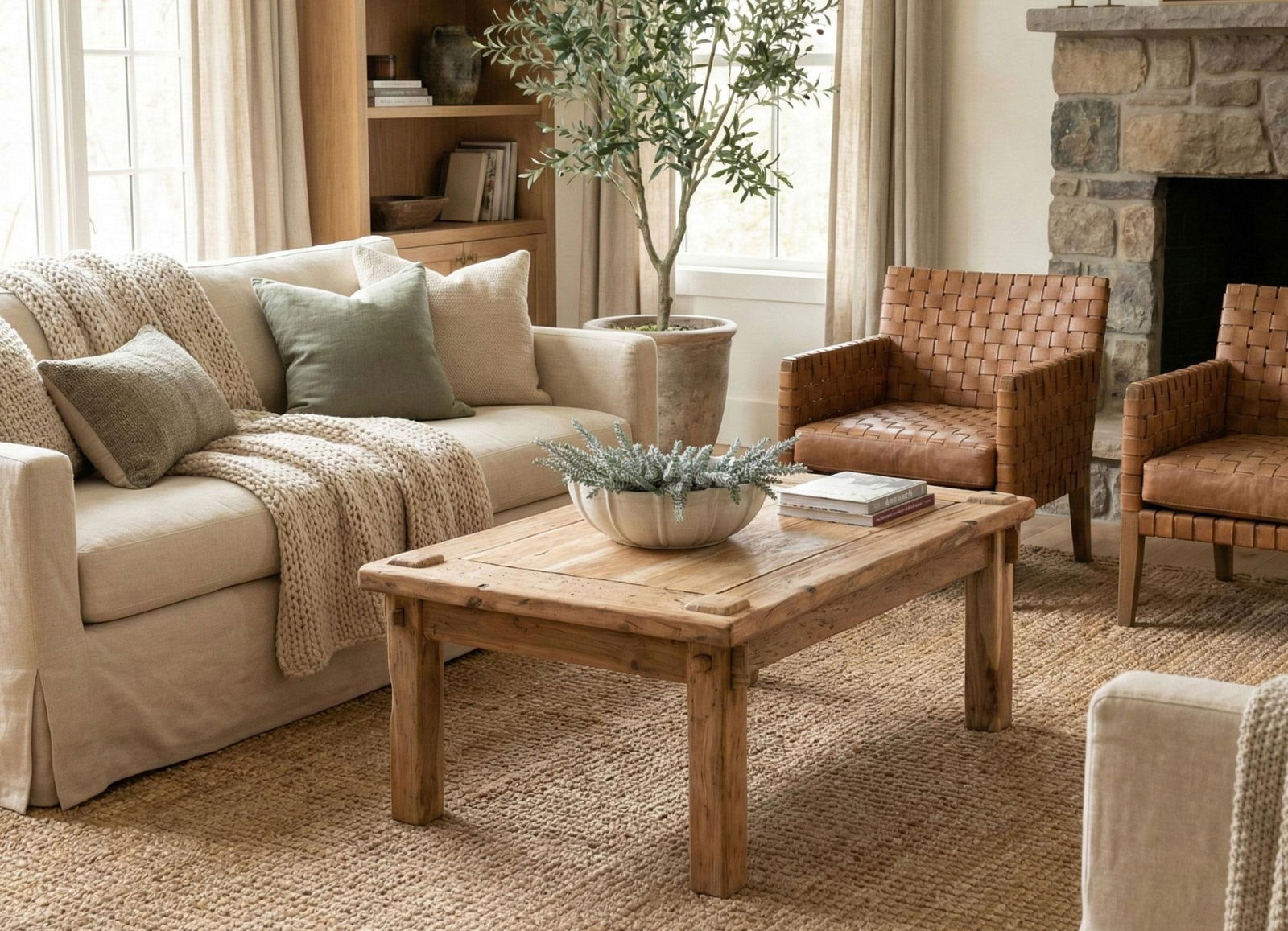 Primitive Raw Teak Wood Coffee Table - 2