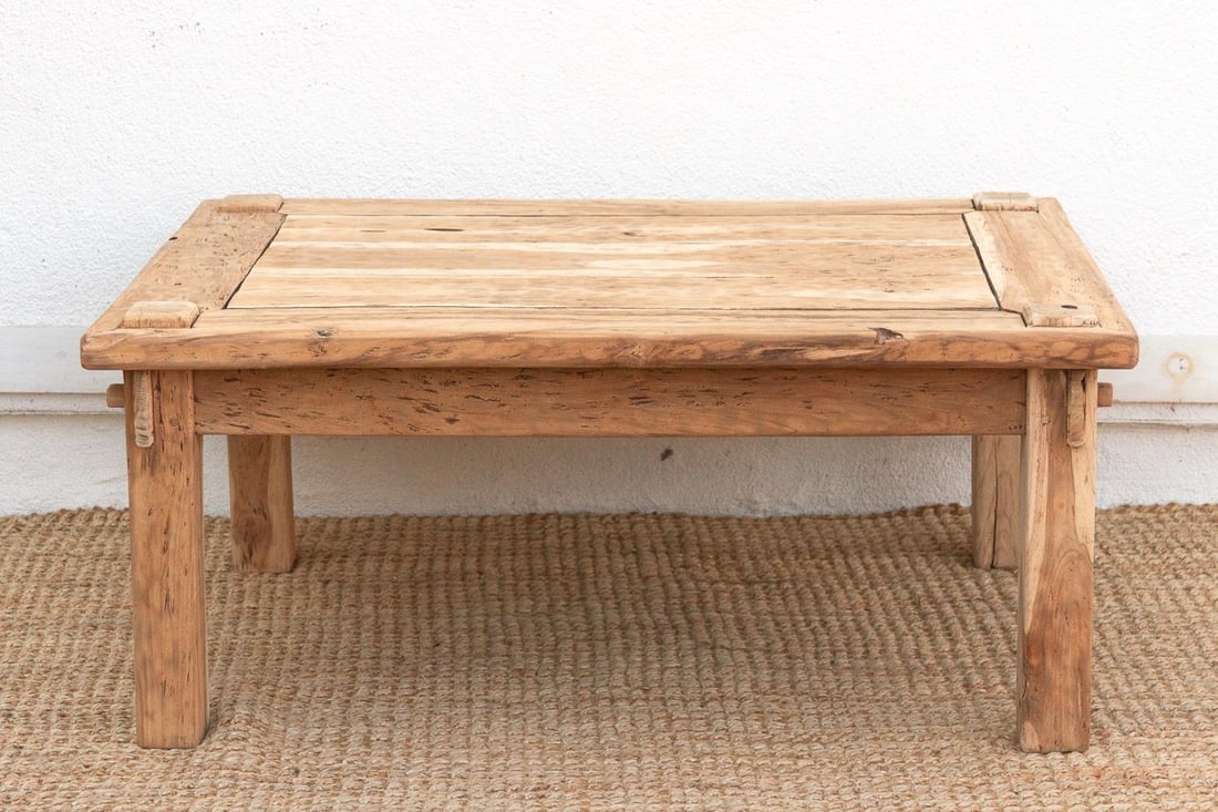Primitive Raw Teak Wood Coffee Table - 4