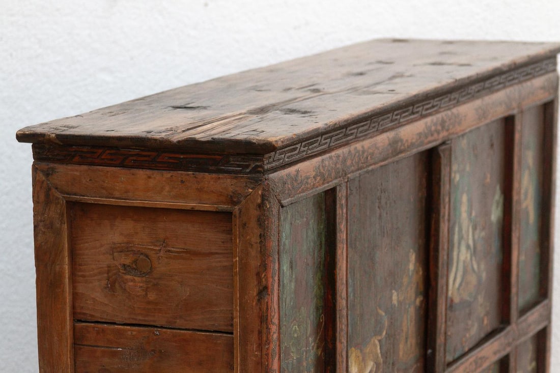 Antique Himalayas Hand-Painted Tibetan Cabinet - 11