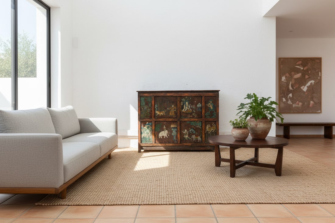 Antique Himalayas Hand-Painted Tibetan Cabinet - 2