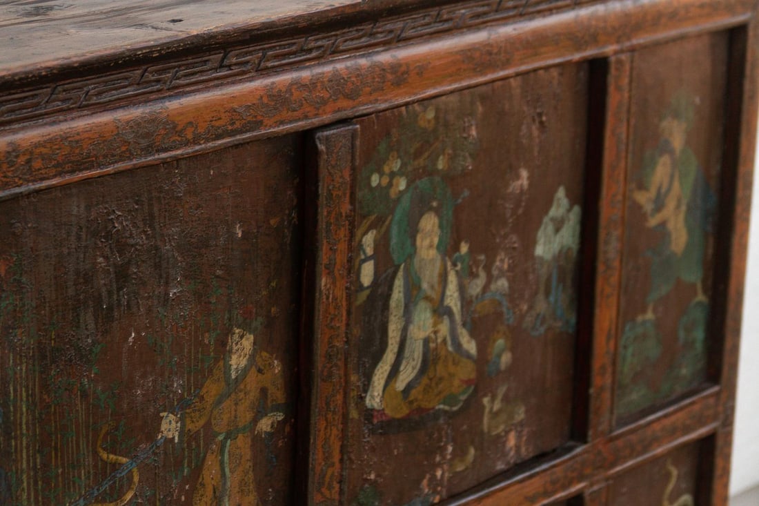 Antique Himalayas Hand-Painted Tibetan Cabinet - 4