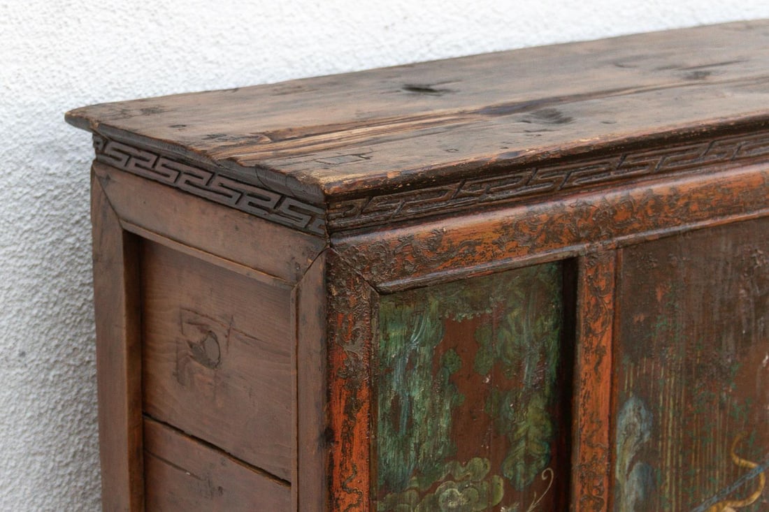 Antique Himalayas Hand-Painted Tibetan Cabinet - 6