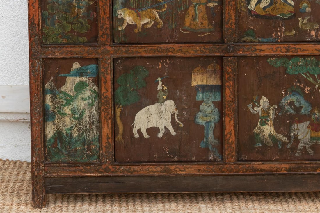 Antique Himalayas Hand-Painted Tibetan Cabinet - 7
