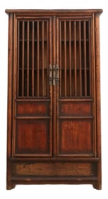 Tall Antique Chinese Lattice Noodle Cabinet