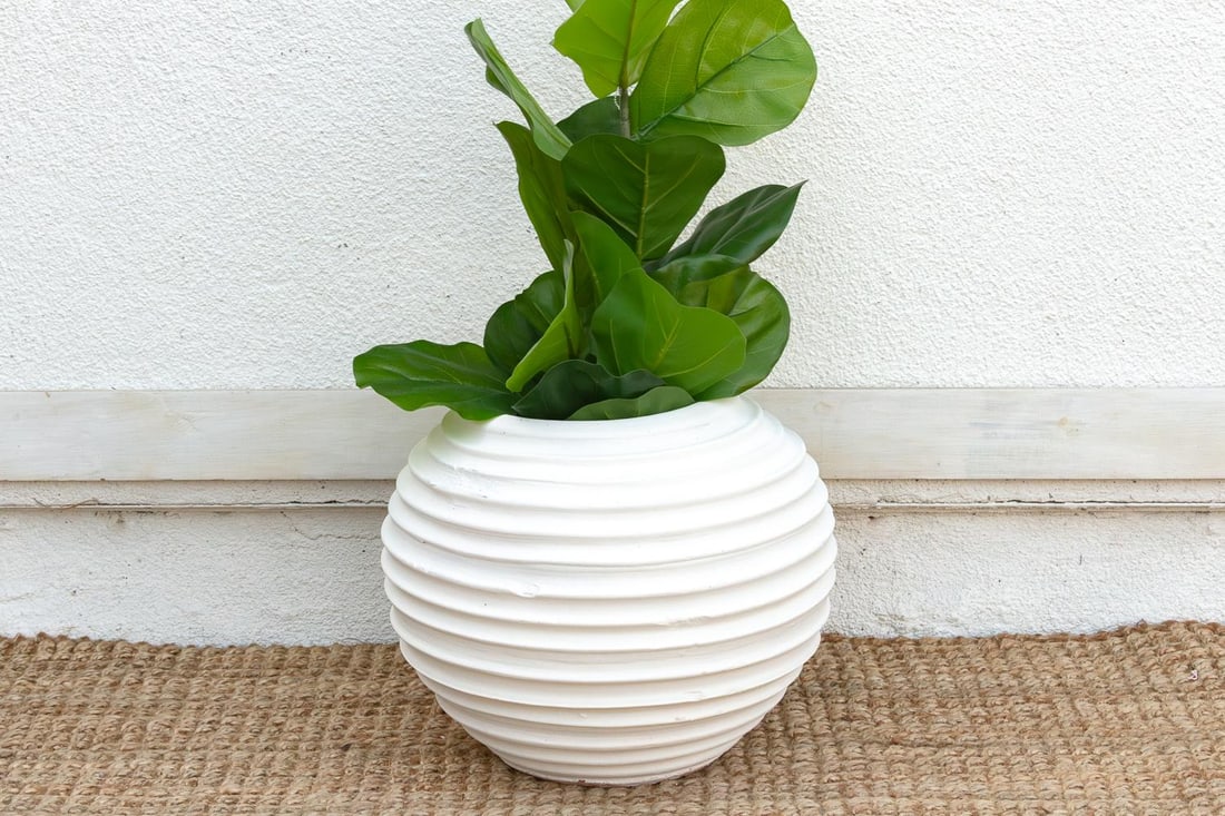 Contemporary White Terracotta Garden Planter - 3