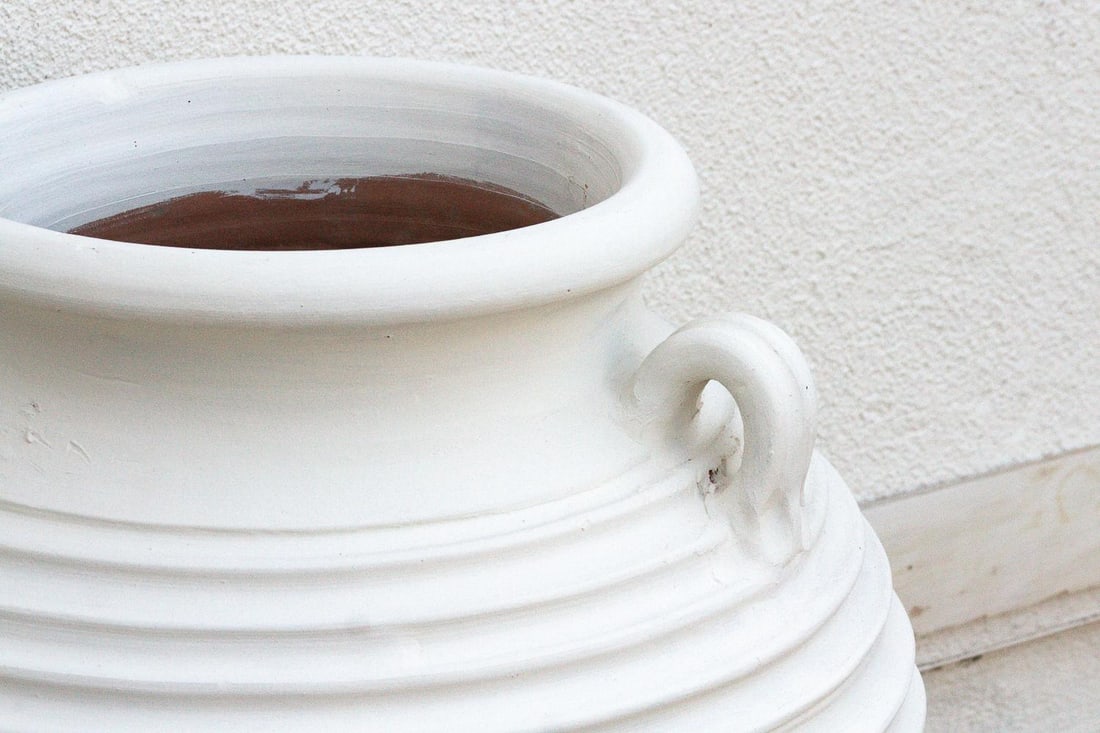Large White Terracotta Greek Planter - 6