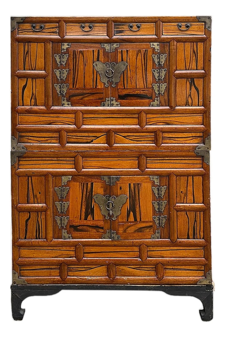 Oriental Korean Style Brown Hardware Drawers Accent Storage Cabinet (1 of 11)