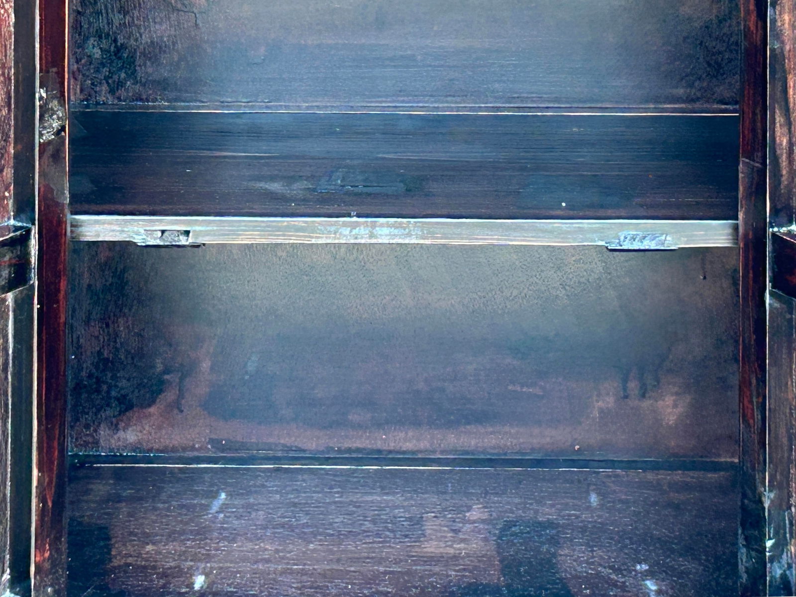 Tibetan Oriental Black Red Foo Dogs Lions End Table Nightstand - 11