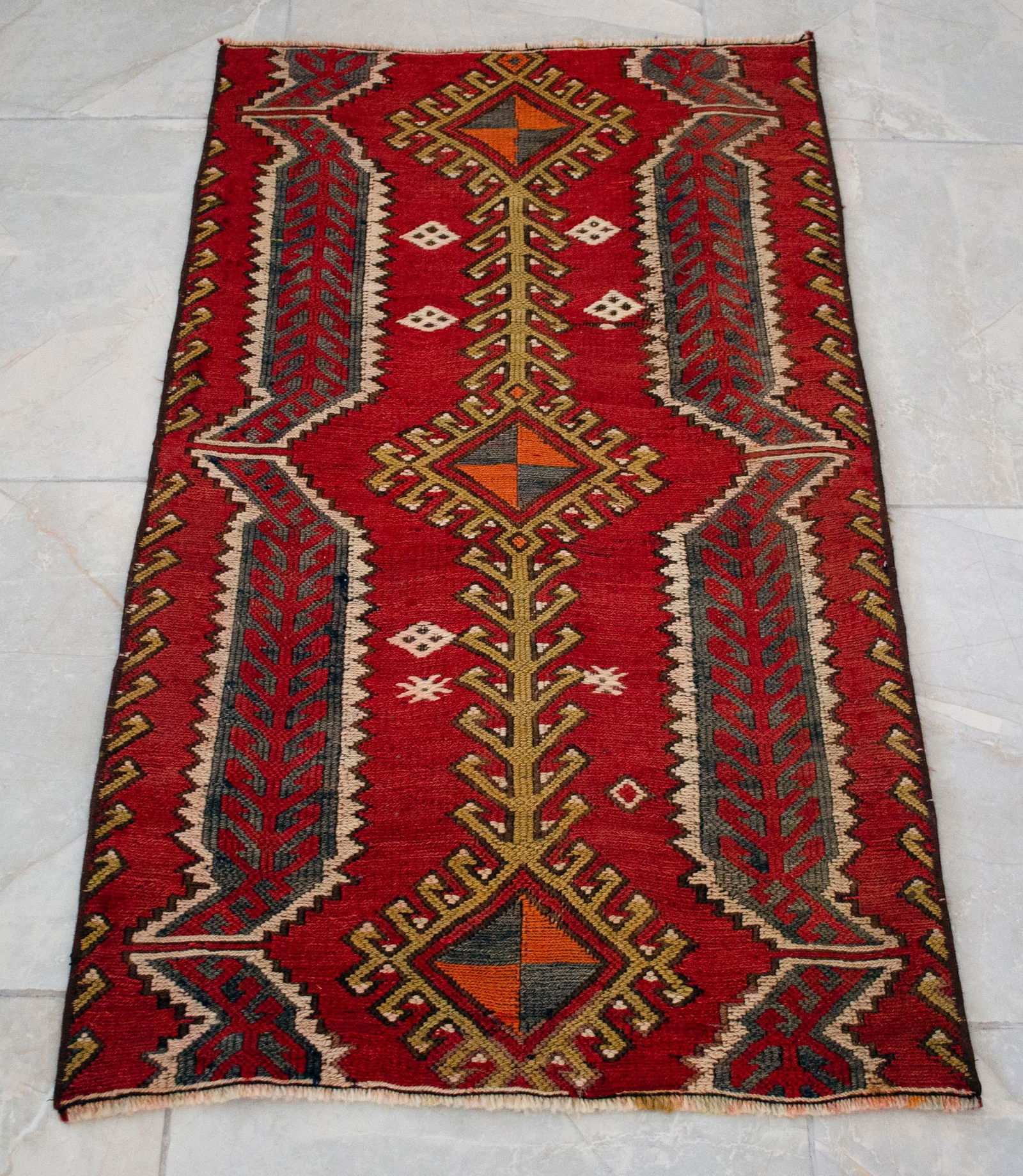 1960s Vintage Sumac Weave Turkish Kilim Rug - 3