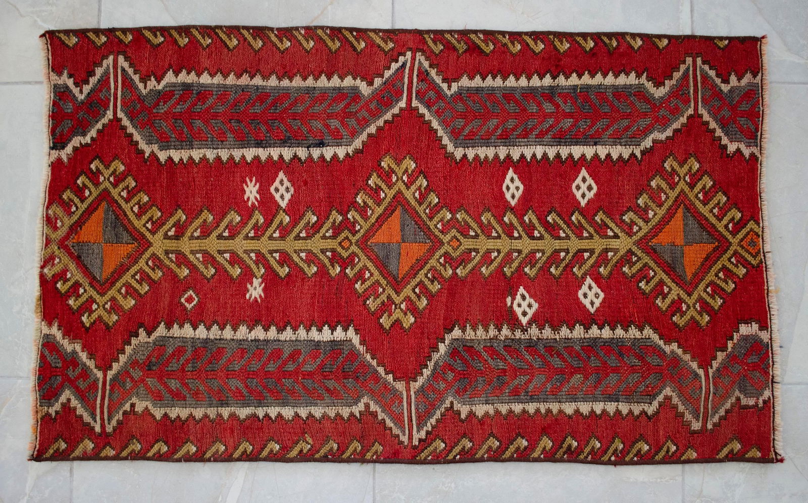1960s Vintage Sumac Weave Turkish Kilim Rug - 5