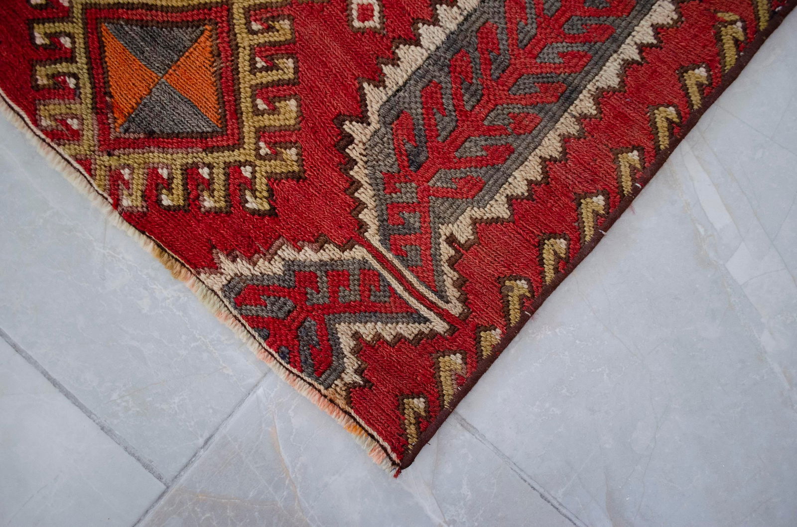 1960s Vintage Sumac Weave Turkish Kilim Rug - 6
