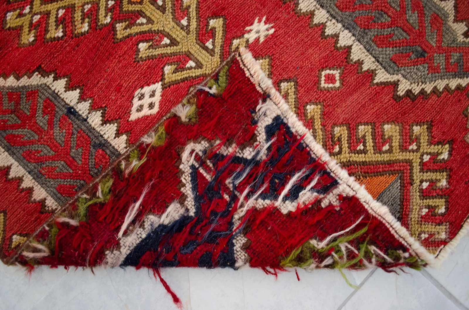 1960s Vintage Sumac Weave Turkish Kilim Rug - 7