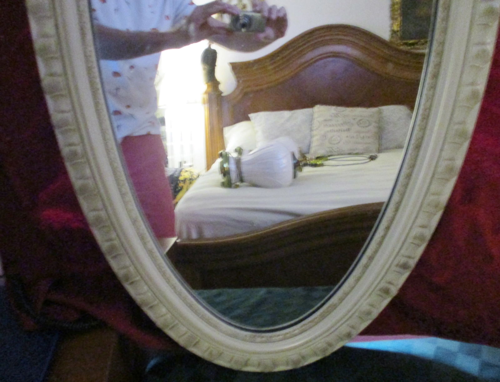 Mid-Century Modern Carolina Mirror Company Oval White Framed Mirror - 4