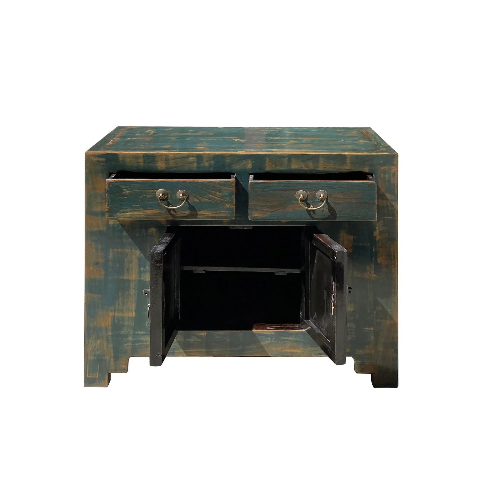 Oriental Distressed Teal Green Blue Credenza Sideboard Table Cabinet - 6