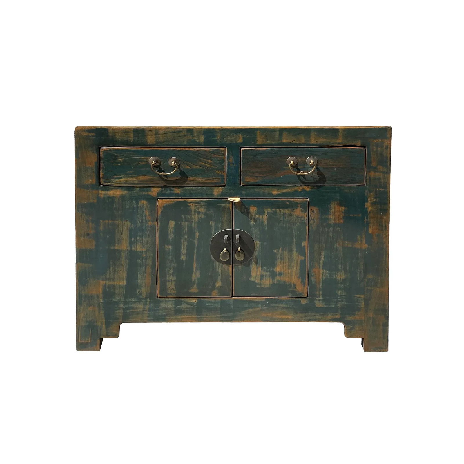 Oriental Distressed Teal Green Blue Credenza Sideboard Table Cabinet - 7