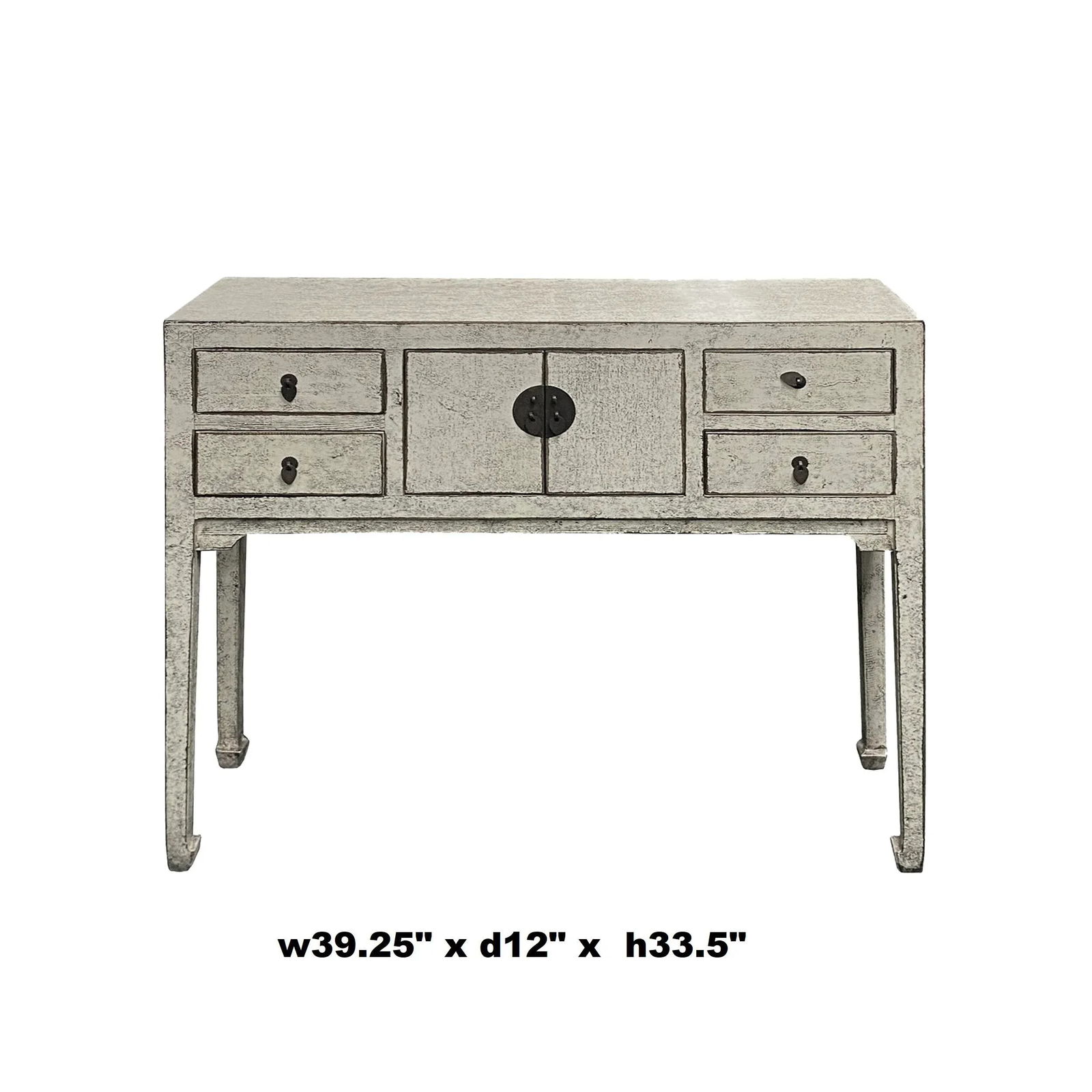 Oriental Rustic Cream White Lacquer Drawers Slim Foyer Side Table - 2