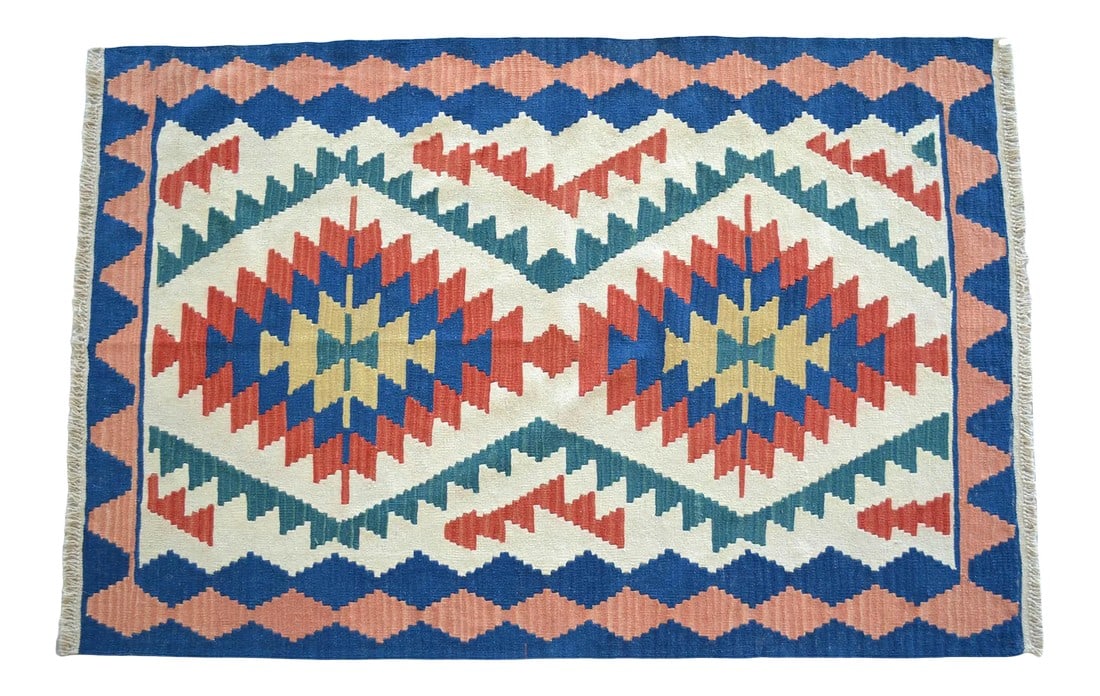 1980s Vintage Hand Woven Turkish Rug Flat Weave Wool Area Kilim Oushak Rug (1 of 6)