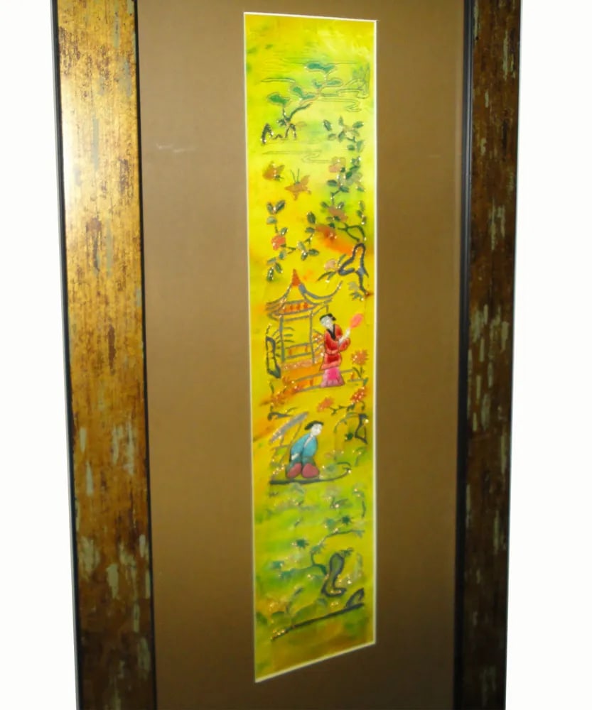 Vintage Hand Embroidered Framed Textile - 5