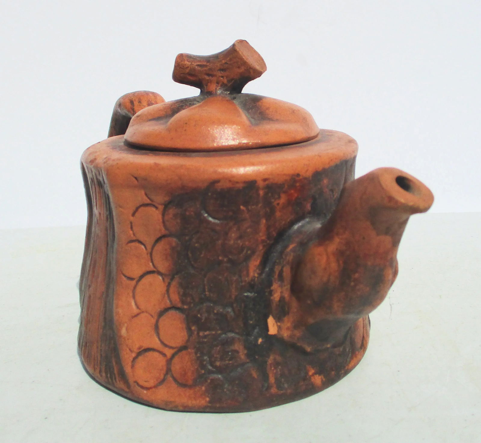 Chinese Folk Art Terra Cotta TeaPot Vintage 50s' - 3