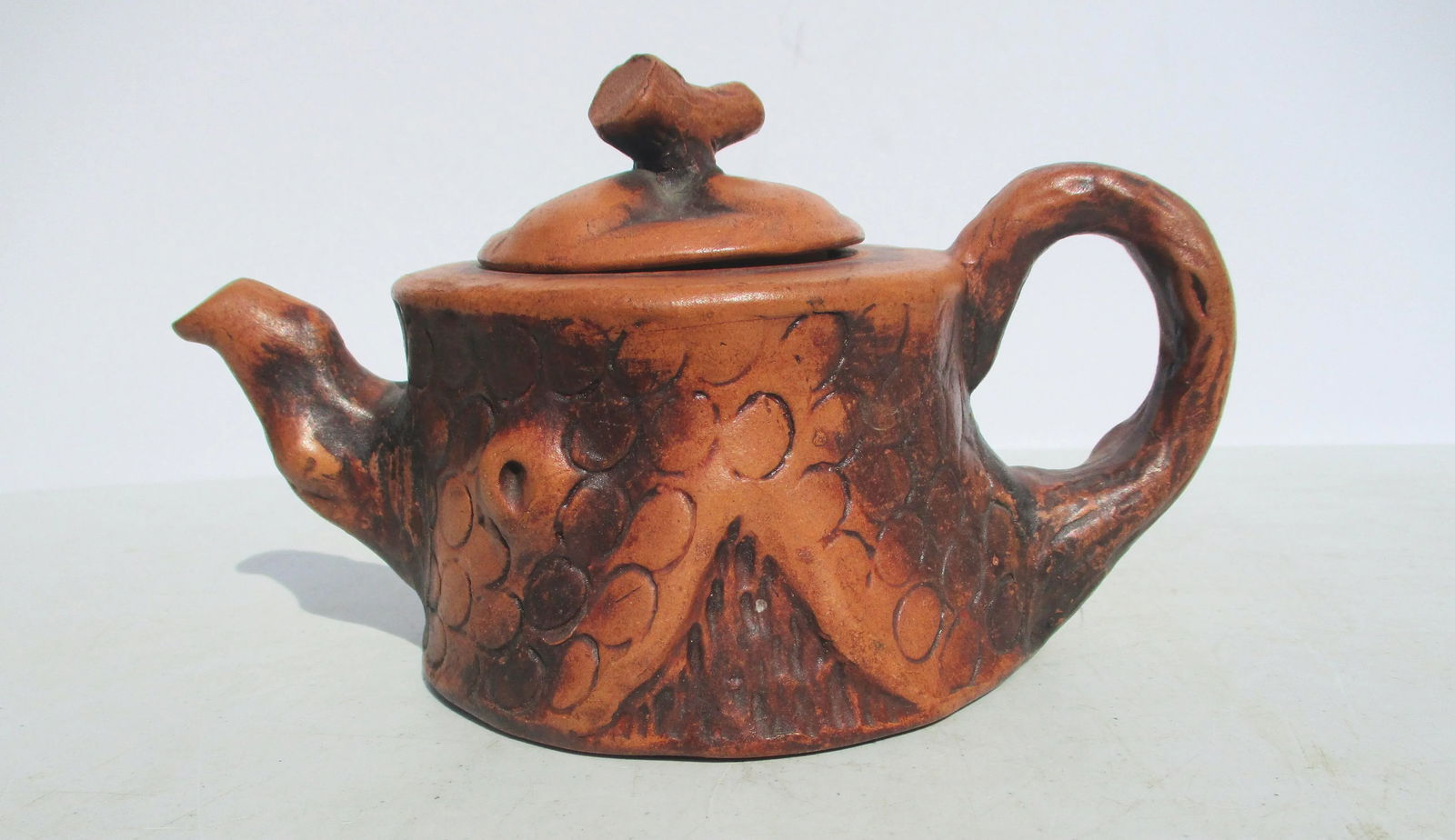 Chinese Folk Art Terra Cotta TeaPot Vintage 50s' - 8