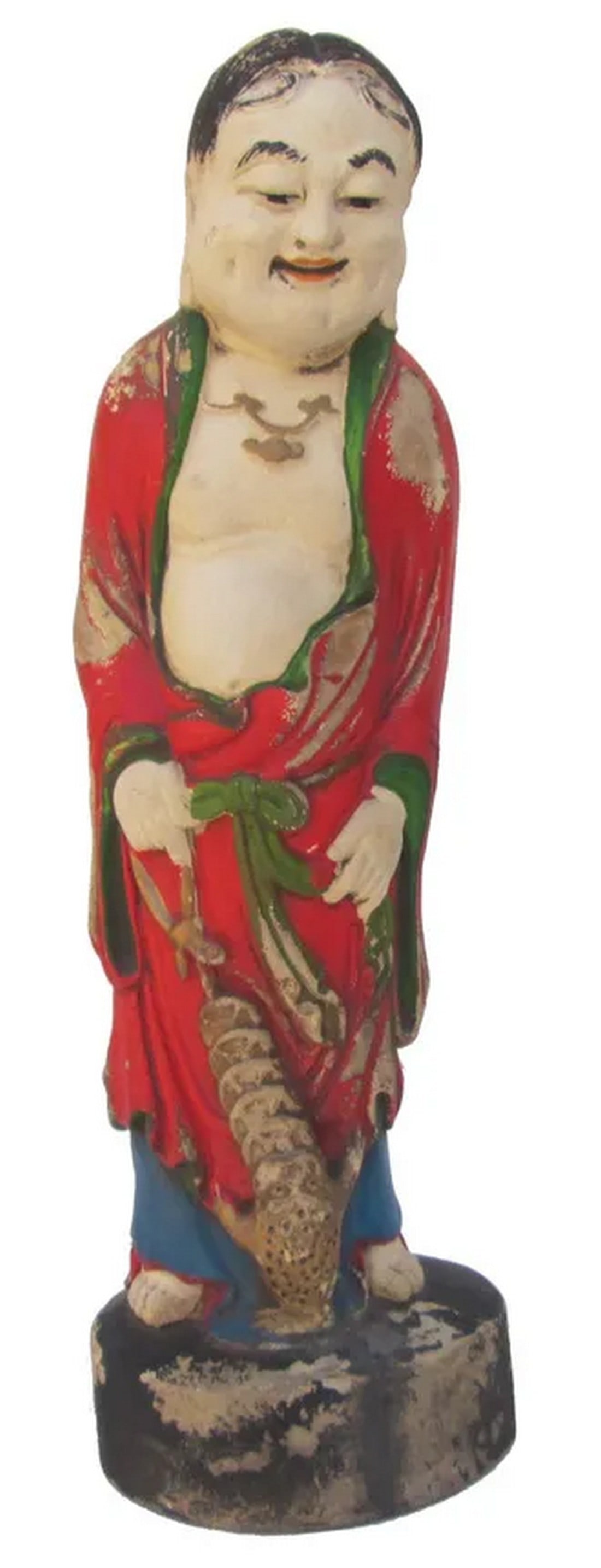 Camphor Wood Standing Treasure God Statue: Liu Hai is a famous Treasure God who is believed that can bring wealth and his 3 feet money frog can find undiscovered treasure for its owner. This unique colorful Liu Hai Statue is made of camphor