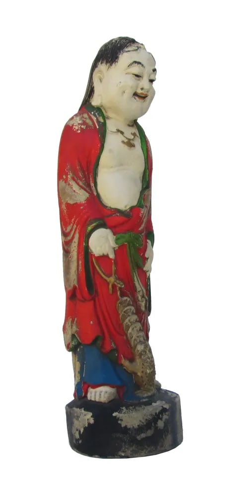 Camphor Wood Standing Treasure God Statue - 2