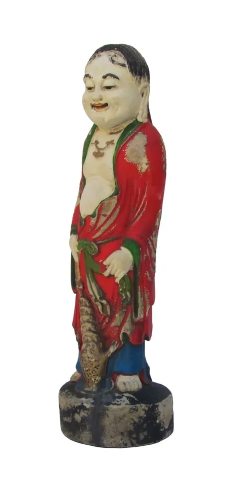 Camphor Wood Standing Treasure God Statue - 3