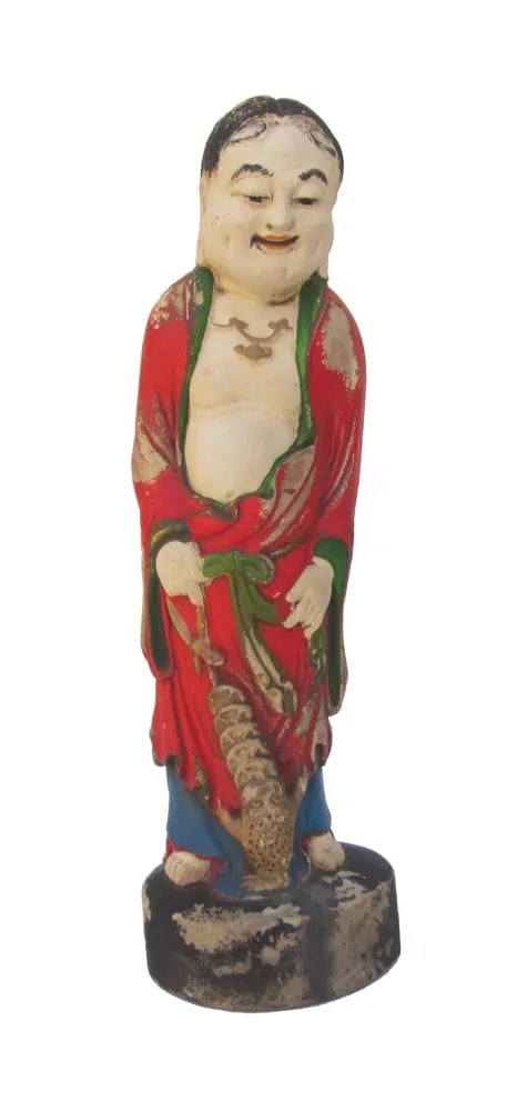 Camphor Wood Standing Treasure God Statue - 6