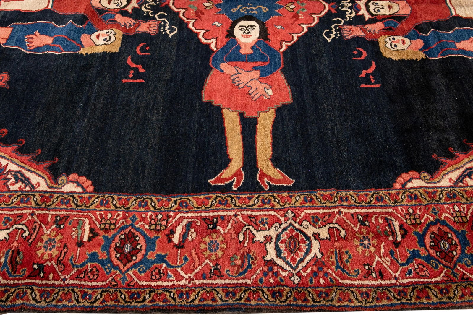 Antique Persian Heriz Handmade Multicolor Cultural Pattern Designed Wool Rug - 6