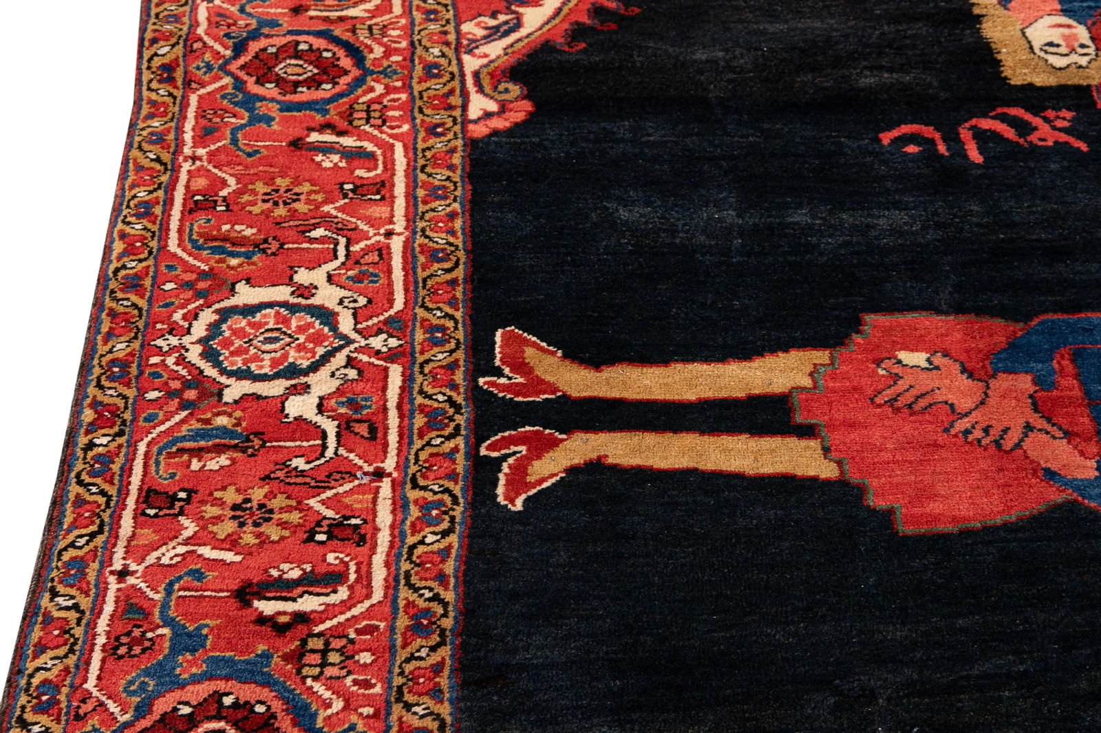 Antique Persian Heriz Handmade Multicolor Cultural Pattern Designed Wool Rug - 8