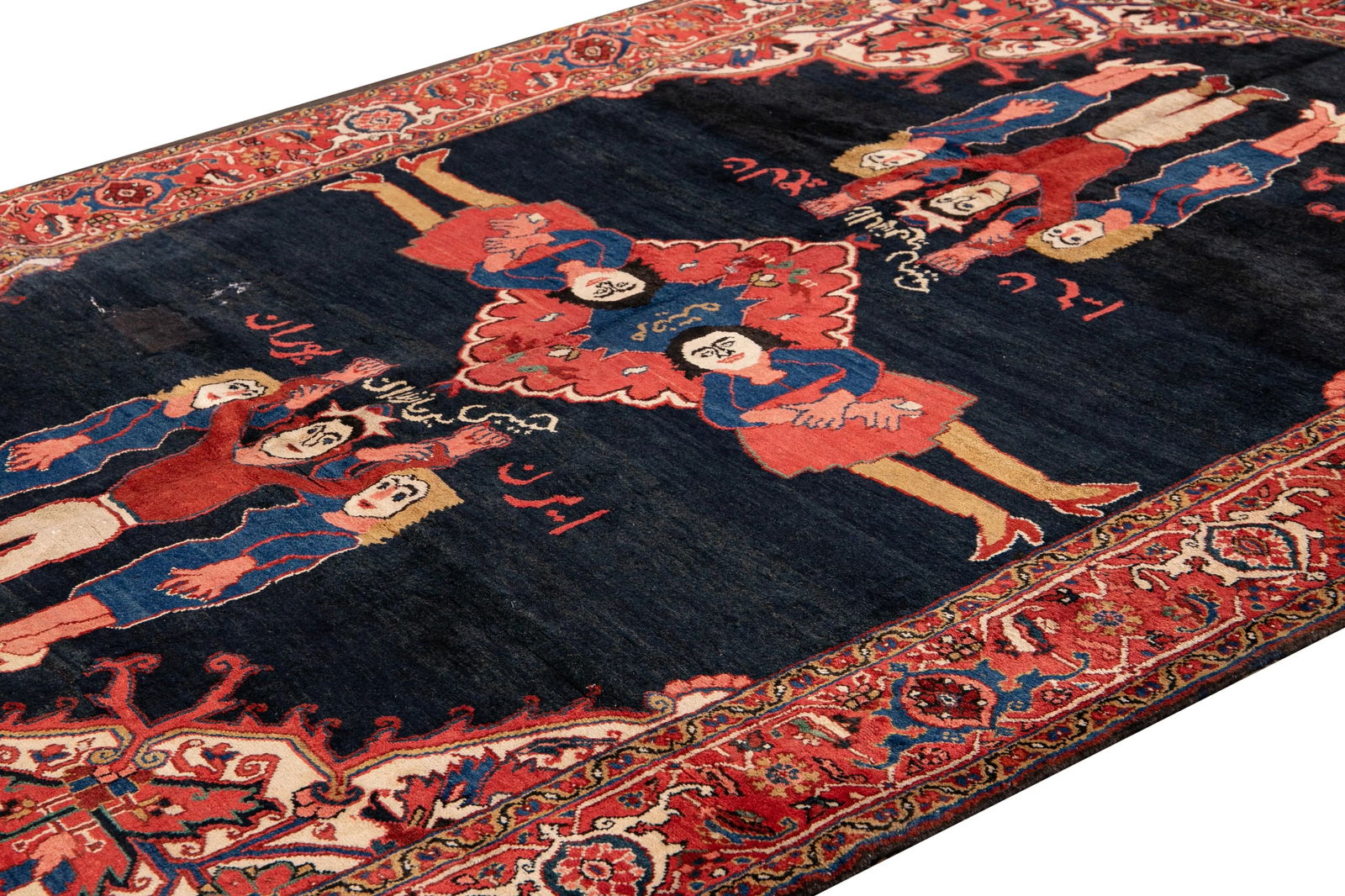 Antique Persian Heriz Handmade Multicolor Cultural Pattern Designed Wool Rug - 9