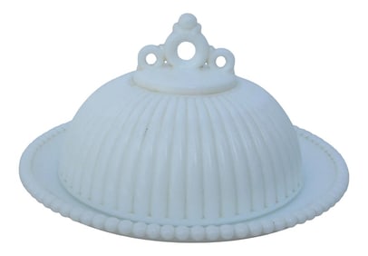 Antique Milk Glass Art Deco Butter Dish