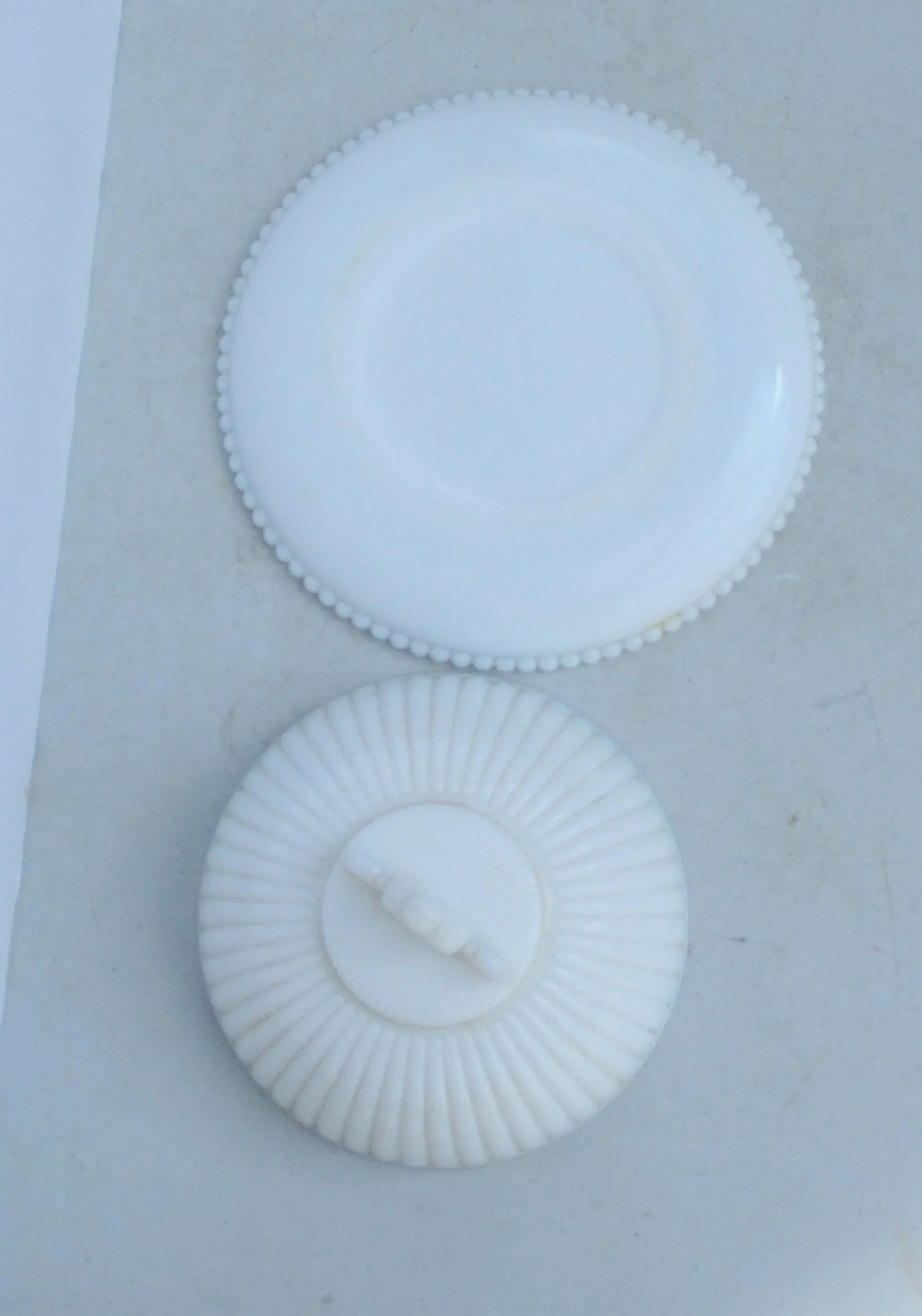 Antique Milk Glass Art Deco Butter Dish - 3