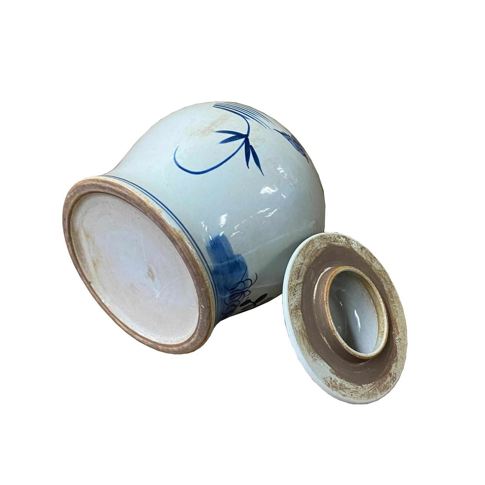 Chinese Blue White Porcelain Flower Birds Graphic Temple Jar - 5