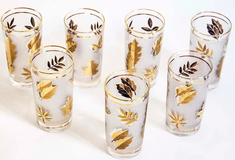 Mid-Century Libbey Golden Foliage Tumblers- Set of 7 - 3