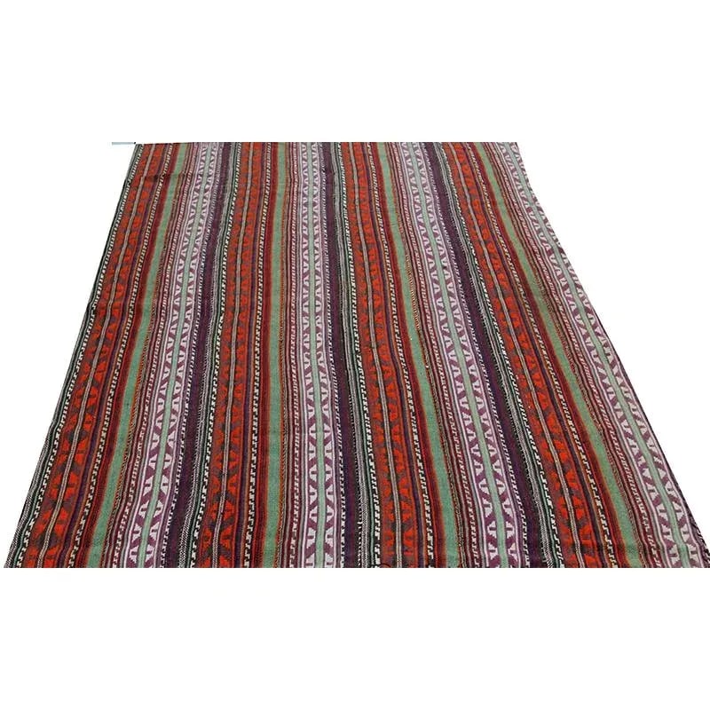 Vintage Handwoven Orange/Plum Persian Kilim Rug - 2