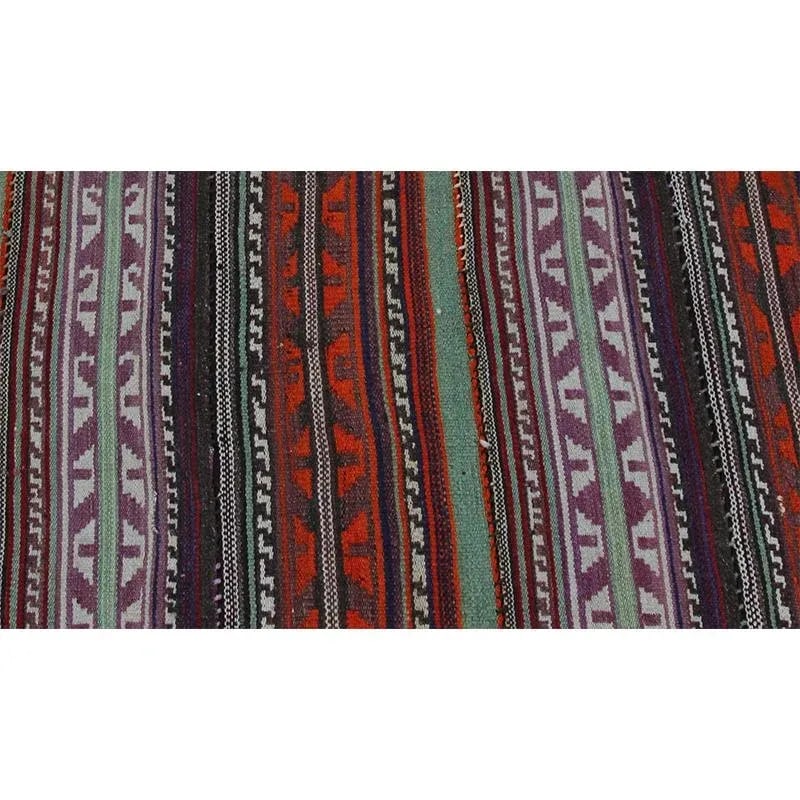 Vintage Handwoven Orange/Plum Persian Kilim Rug - 4